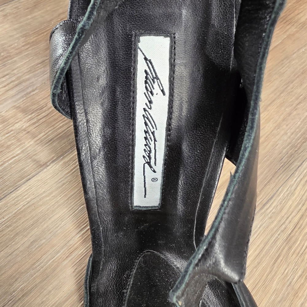 Brian Atwood Black Leather Ankle Tie Strappy Stiletto Heels Sandals Italy 40 9.5 - Picture 5 of 13